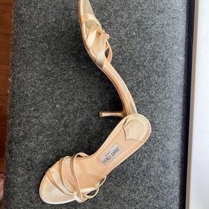 Jimmy Choo gold slip on kitten heel